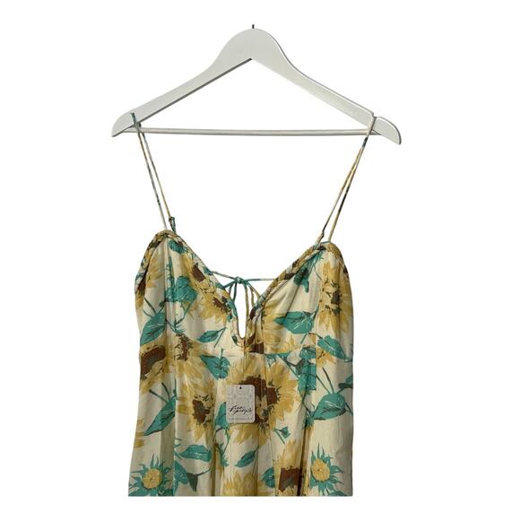 FREE PEOPLE WOMENS LARGE ALTURA PRINTED SUNFLOWER MINI DRESS YELLOW NEW - Picture 8 of 14